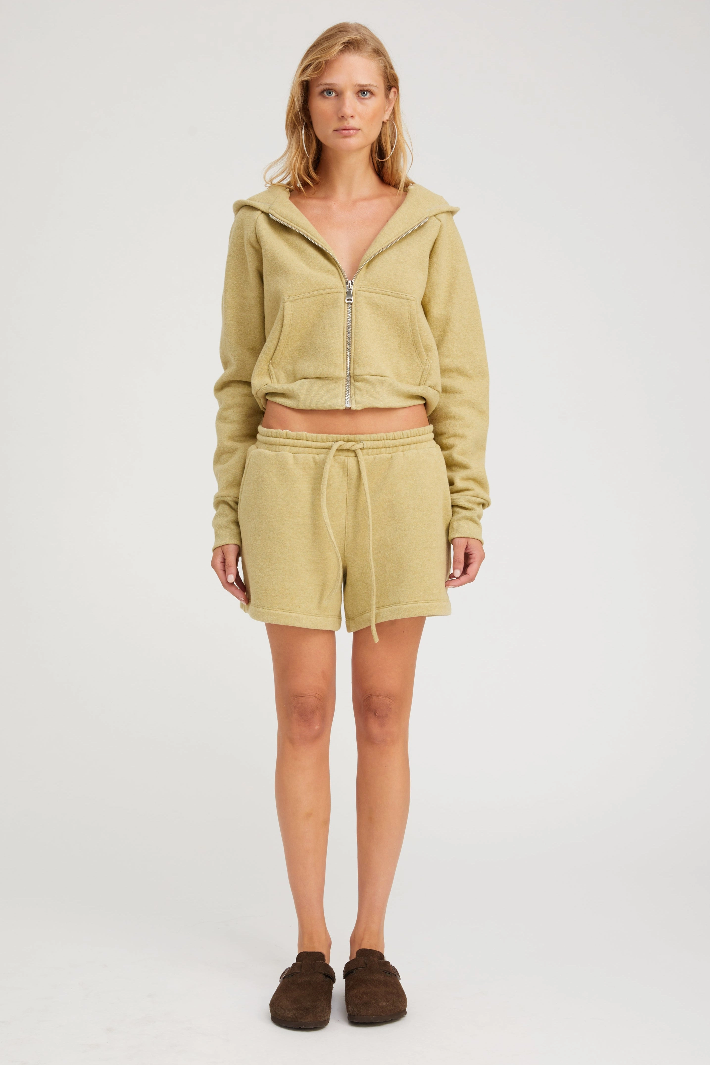 Mesh Lining MoistureWicking Pistachio Melange Sweatshorts