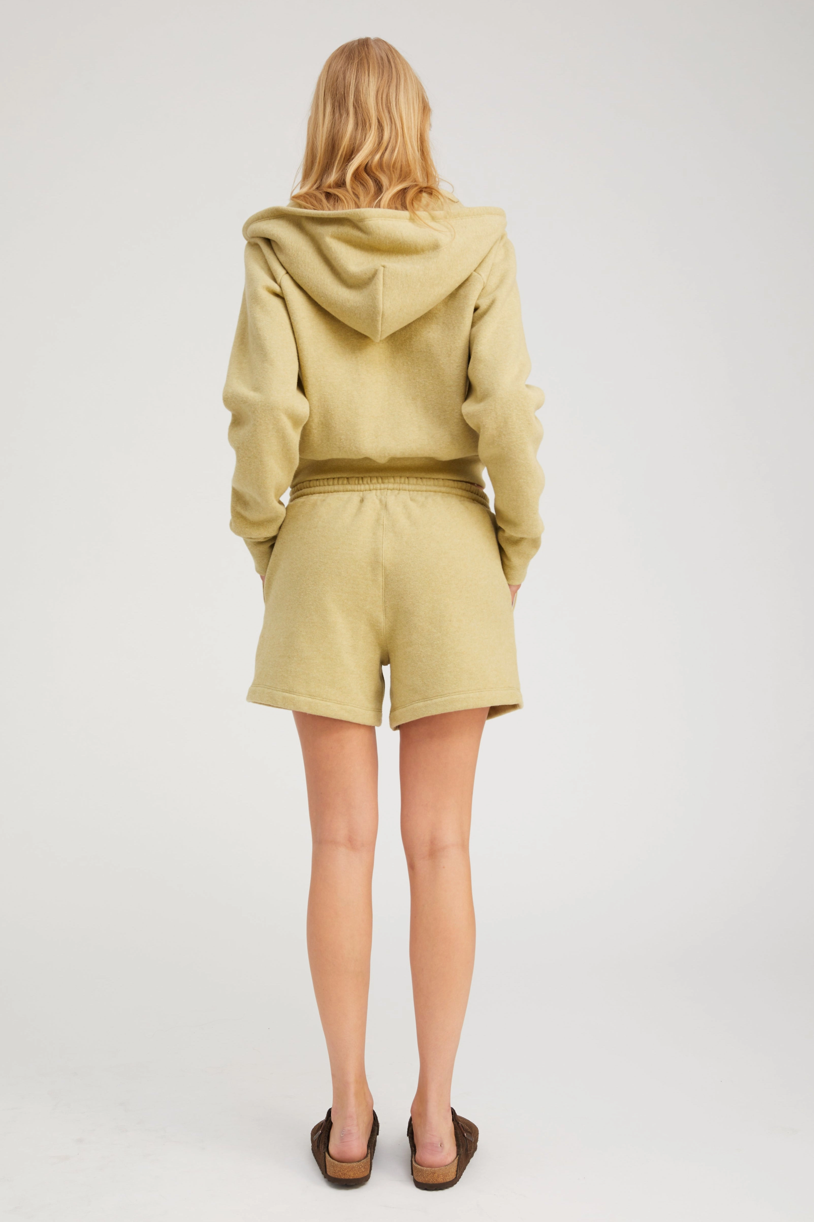 Fray Resistant Edges Pistachio Melange Sweatshorts