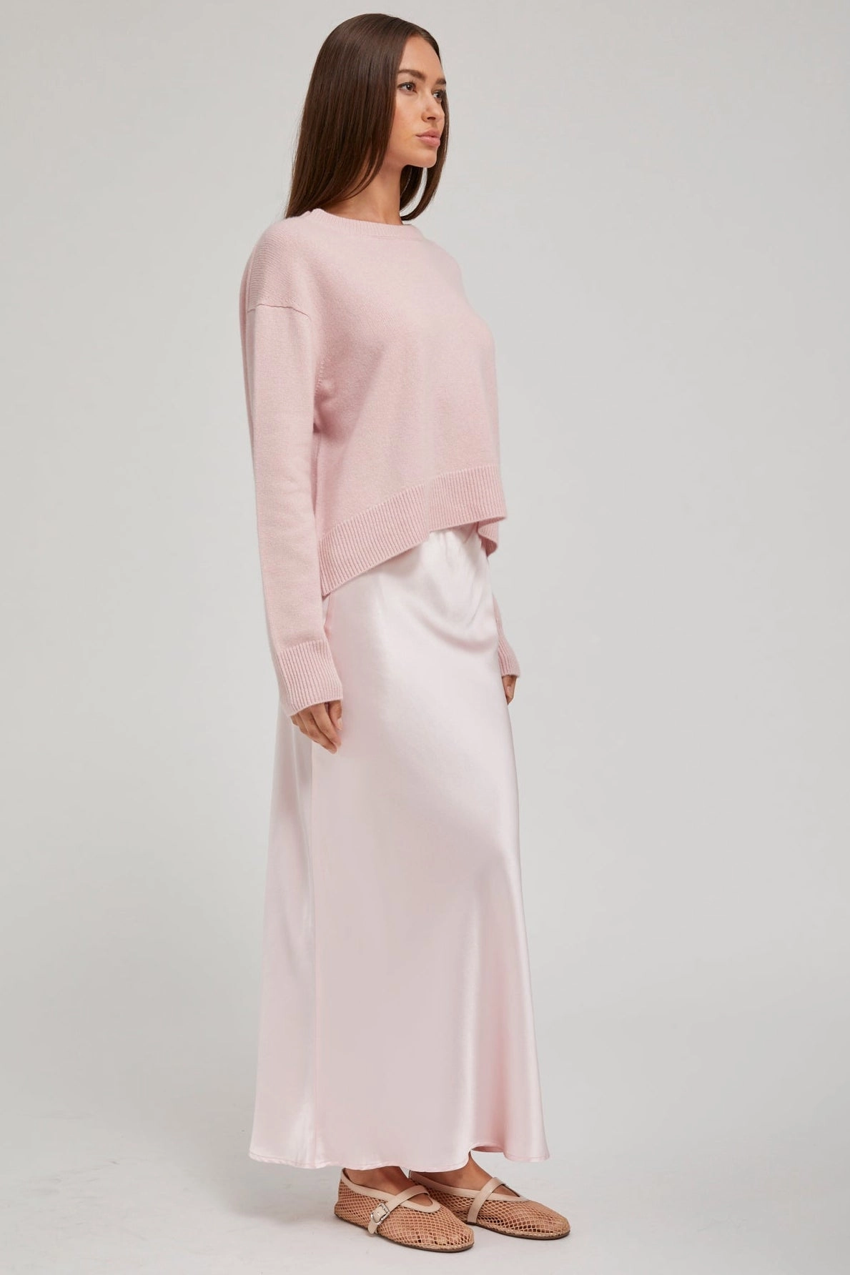 Classic Crew Neck Pixie Cashmere Boxy Sweater