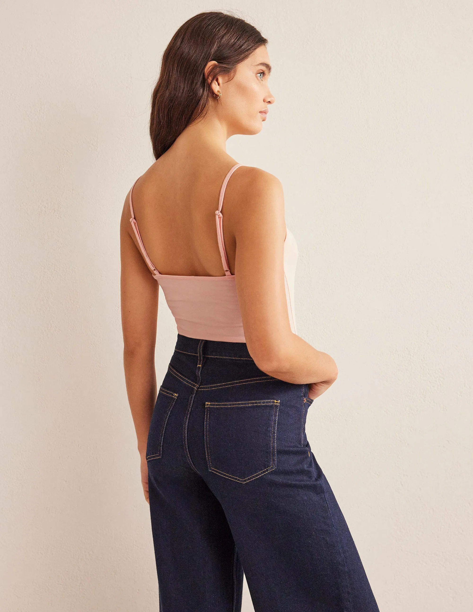 Soft Touch Fabric Plain Cami Top-Light Beige