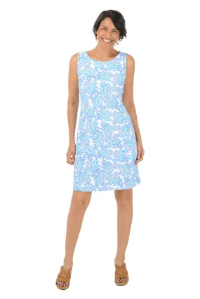 Blue Coral UPF50  Sleeveless Shift Dress Lunch Date