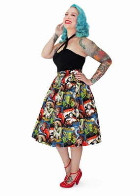 Classic Choice Button Details Pleated Circle Skirt - Hollywood Monster #HPCSM