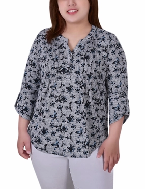 AntiStaticFabric Plus Size 3/4 Roll Sleeve Top