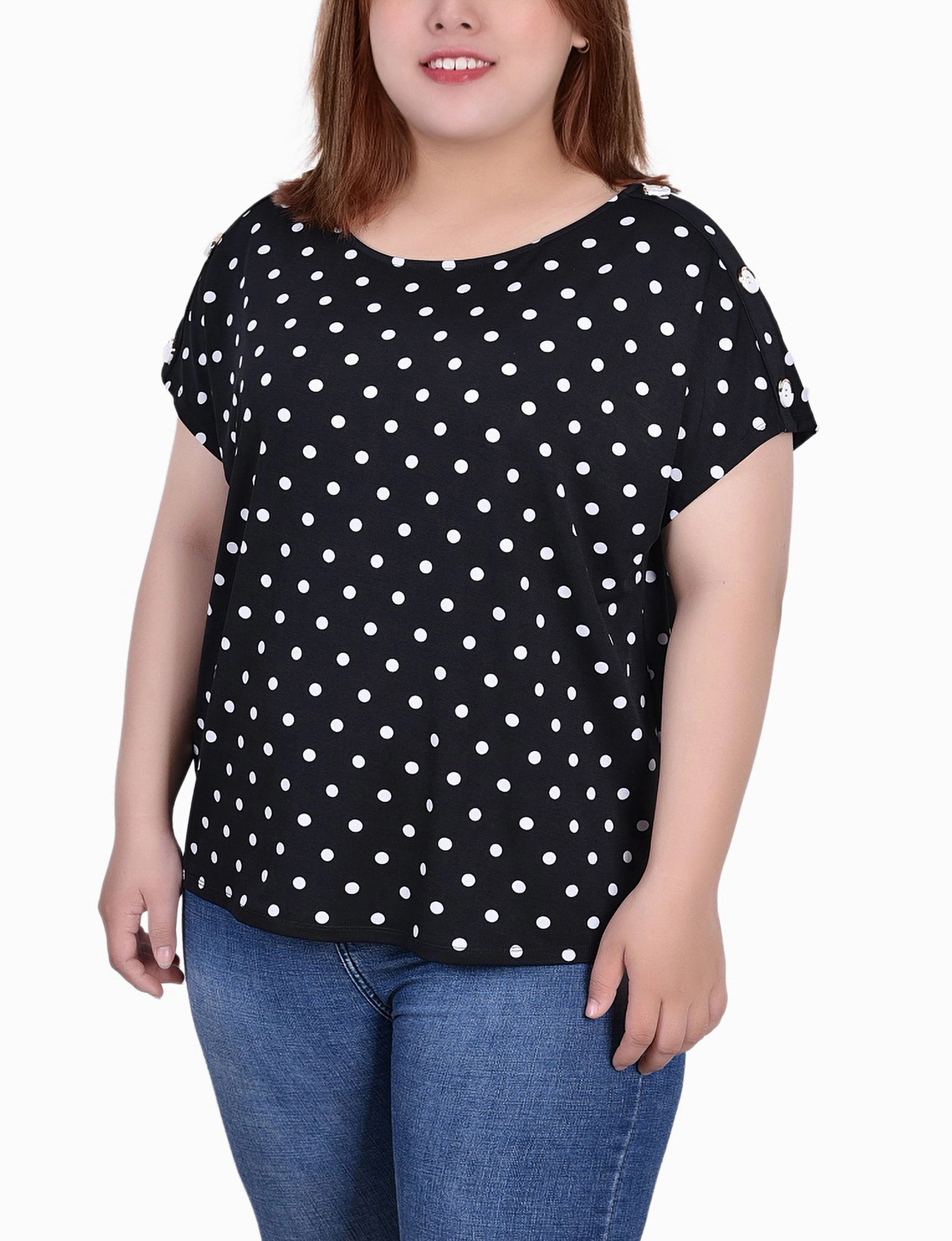 Plus Size Short Extended Sleeve Top Grid Back Panel Cool and Breezy