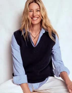 Fashion Layer Marion Merino V-Neck Tank-Navy