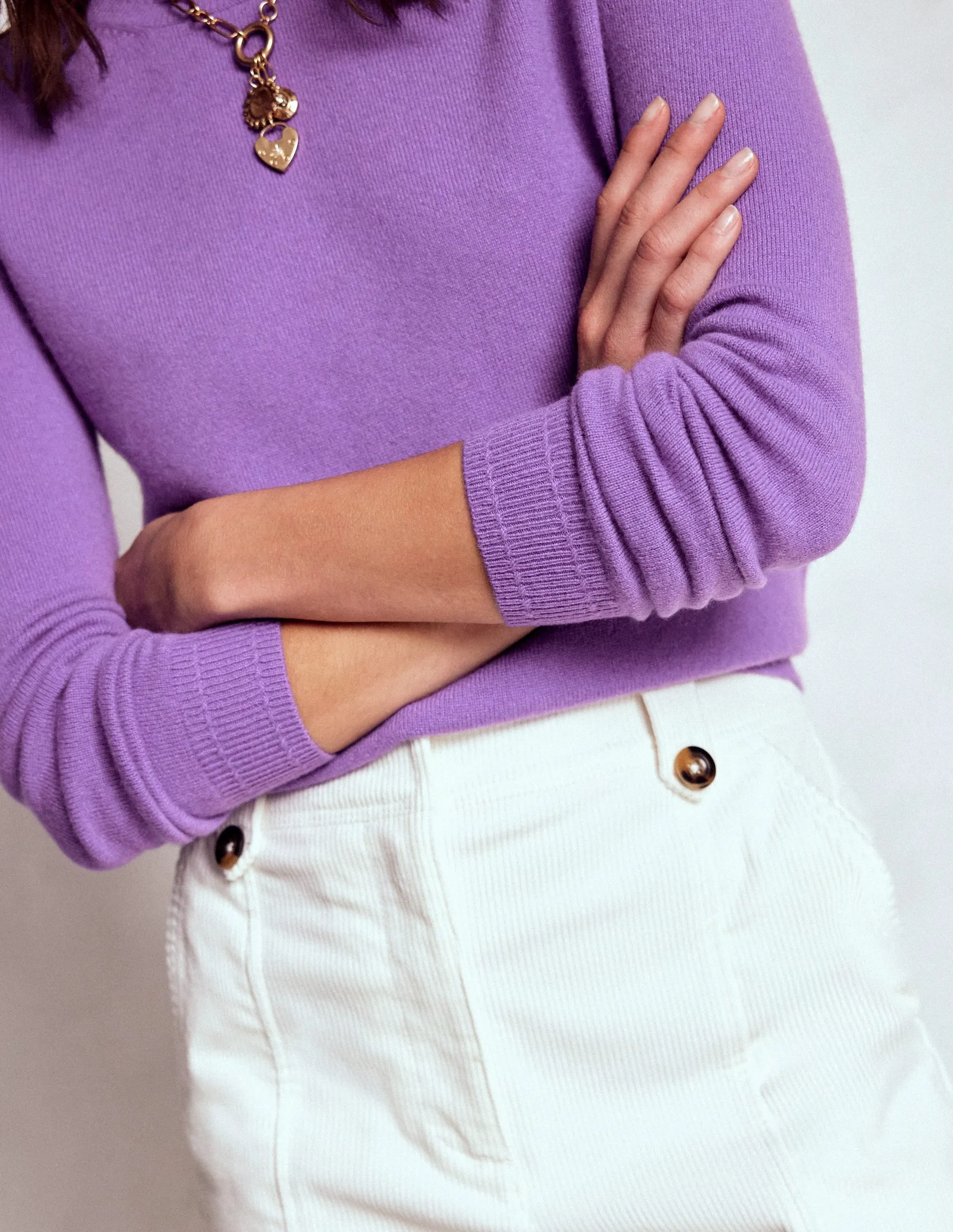 Sleek Surface Thermal Regulation Layer Eva Cashmere Crew Neck Jumper-Purple Topaz