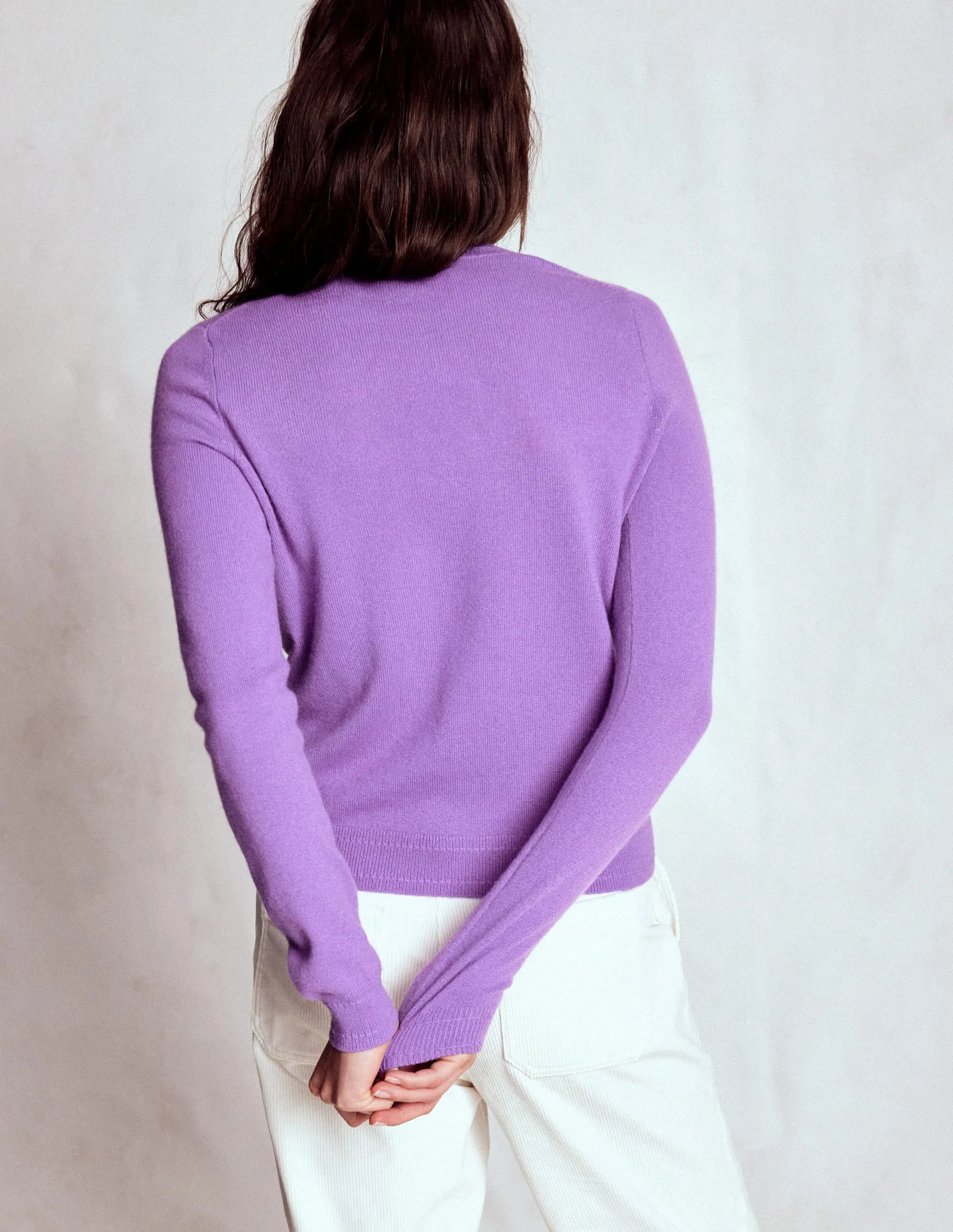 Layered Neckline Soft Apparel Eva Cashmere Crew Neck Jumper-Purple Topaz