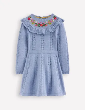 Pointelle Knitted Dress-Glacier Lake Marl Slim Shape