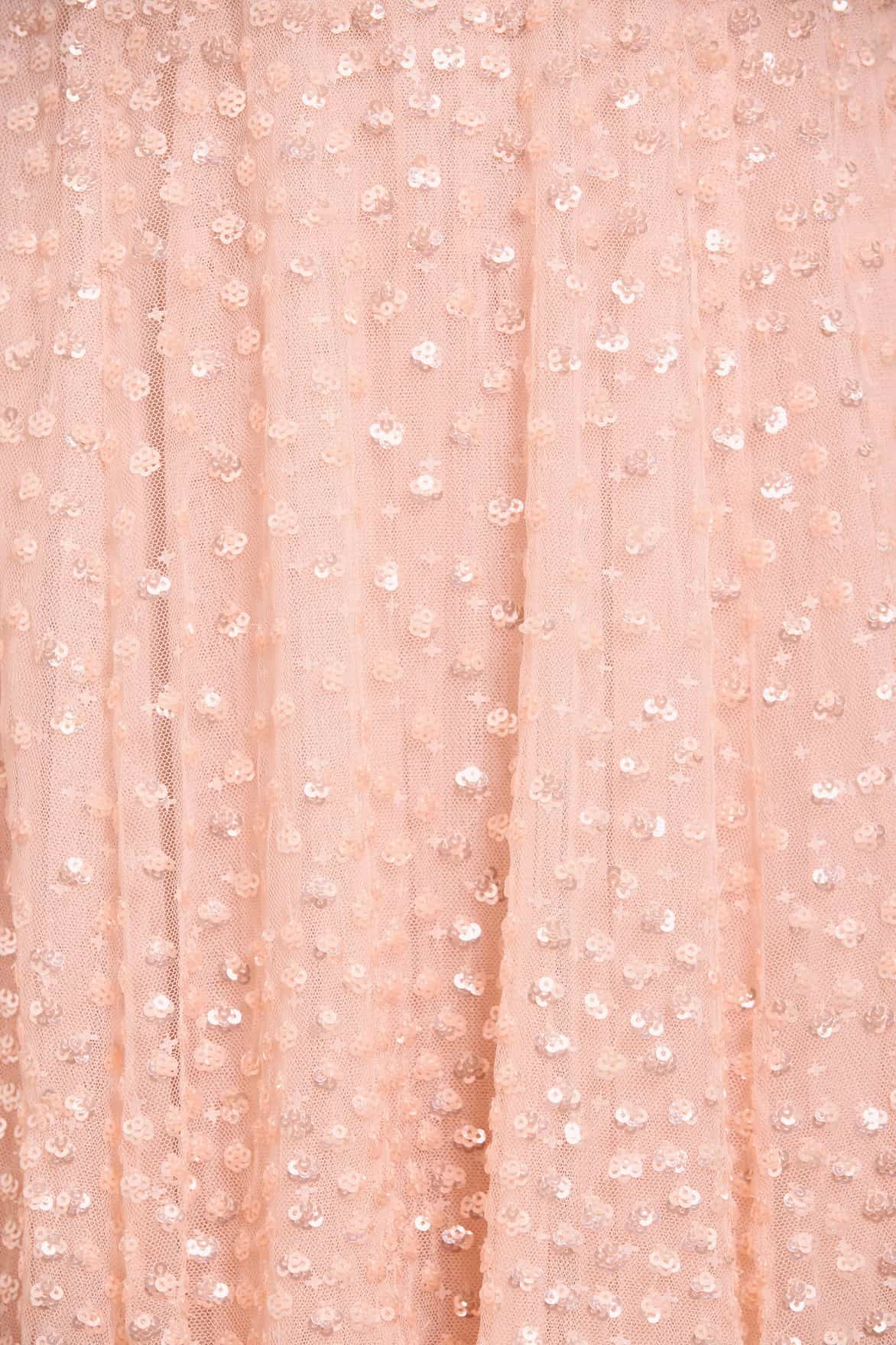 Fringe-Detail Scatter Dot Round Neck Short Sleeve Ankle Gown