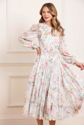 Pompadour Garden Chiffon Smocked Ballerina Dress single wear