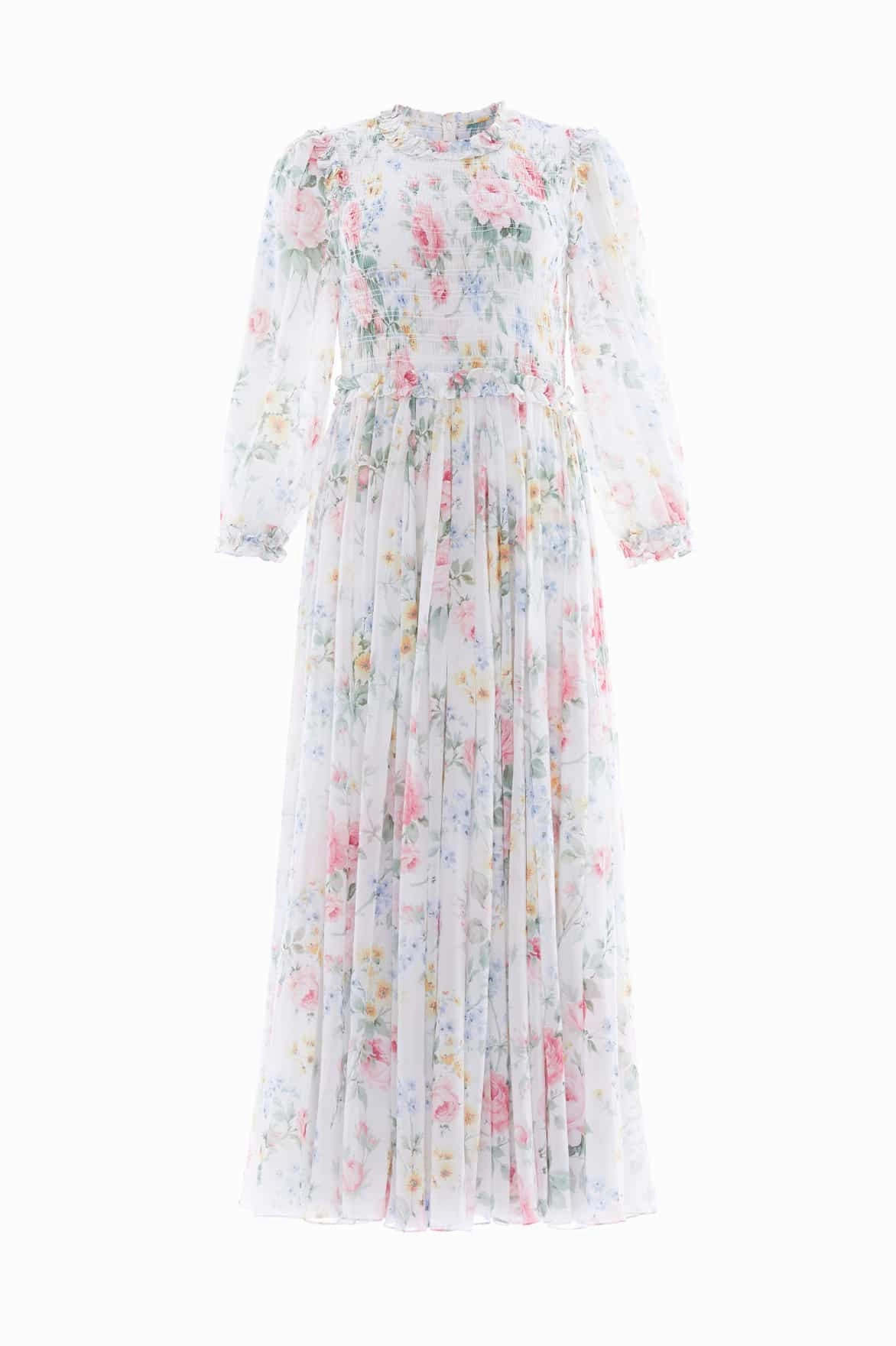 Pompadour Garden Chiffon Smocked Ballerina Dress Street Look