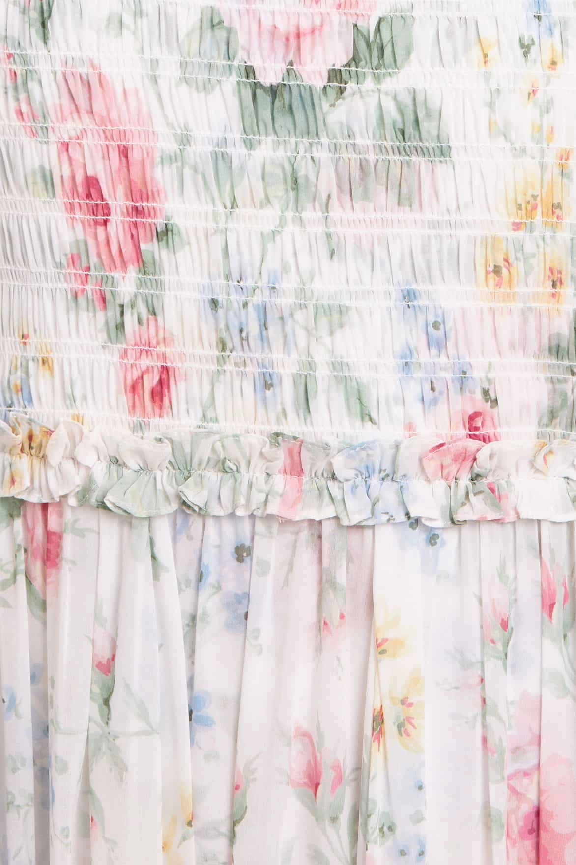 Cozy Base Comfy Yet Stylish Pompadour Garden Chiffon Smocked Cami Ankle Gown