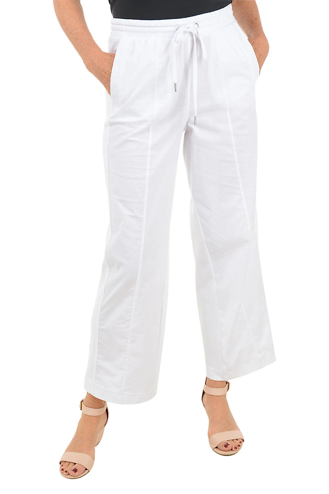Stylish Comfort Outdoor Lifestyle Poplin-Accented Wide Leg Lounge Pant