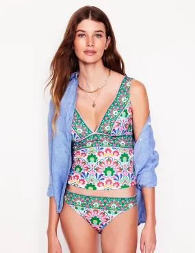 Porto Bikini Bottoms-Multi, Decorative Dandelion Taped Neckline Butterfly Back Closure