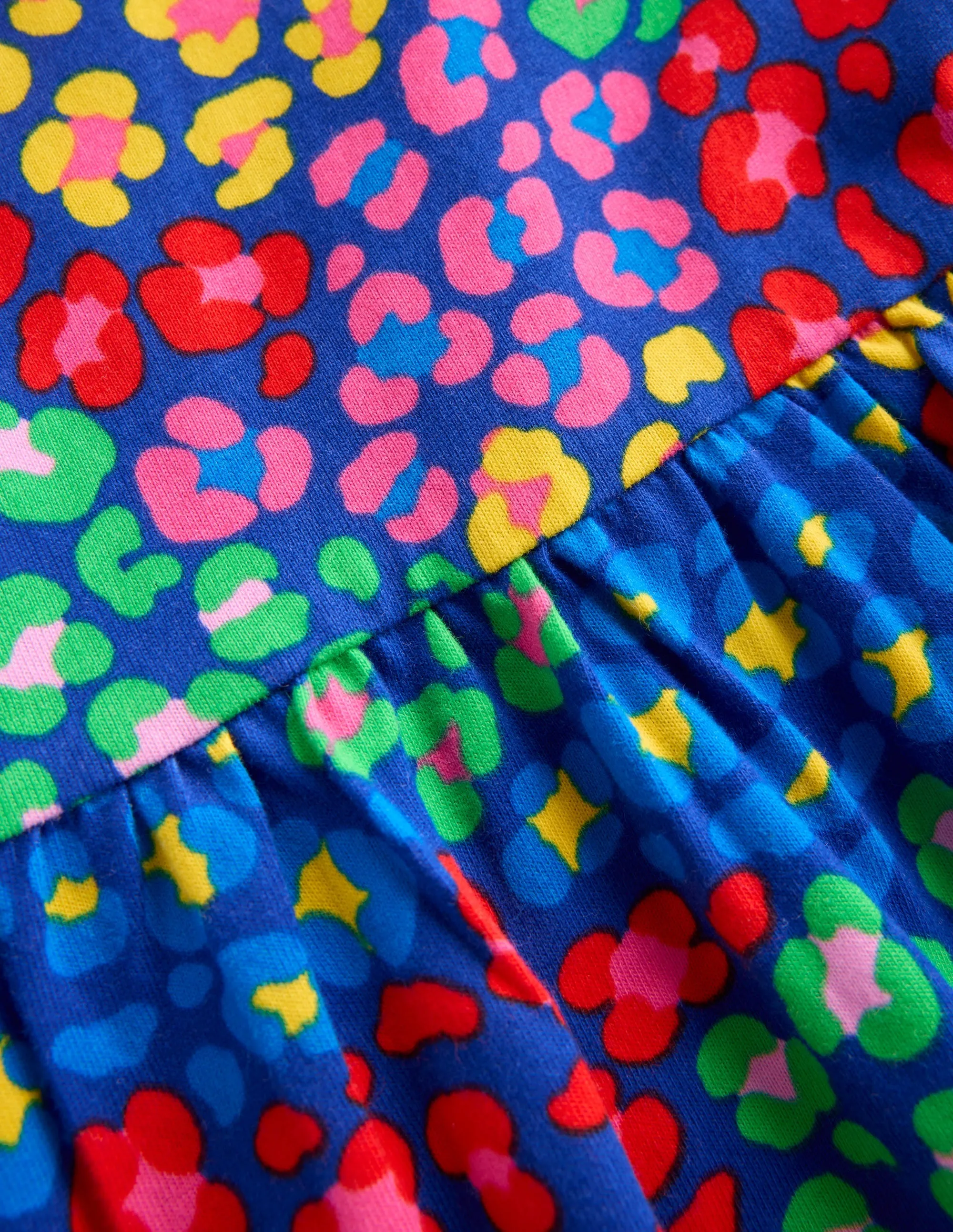 Posie Long Sleeve Jersey Dress-Bright Blue Rainbow Leopard Summer Ease Clear Blush