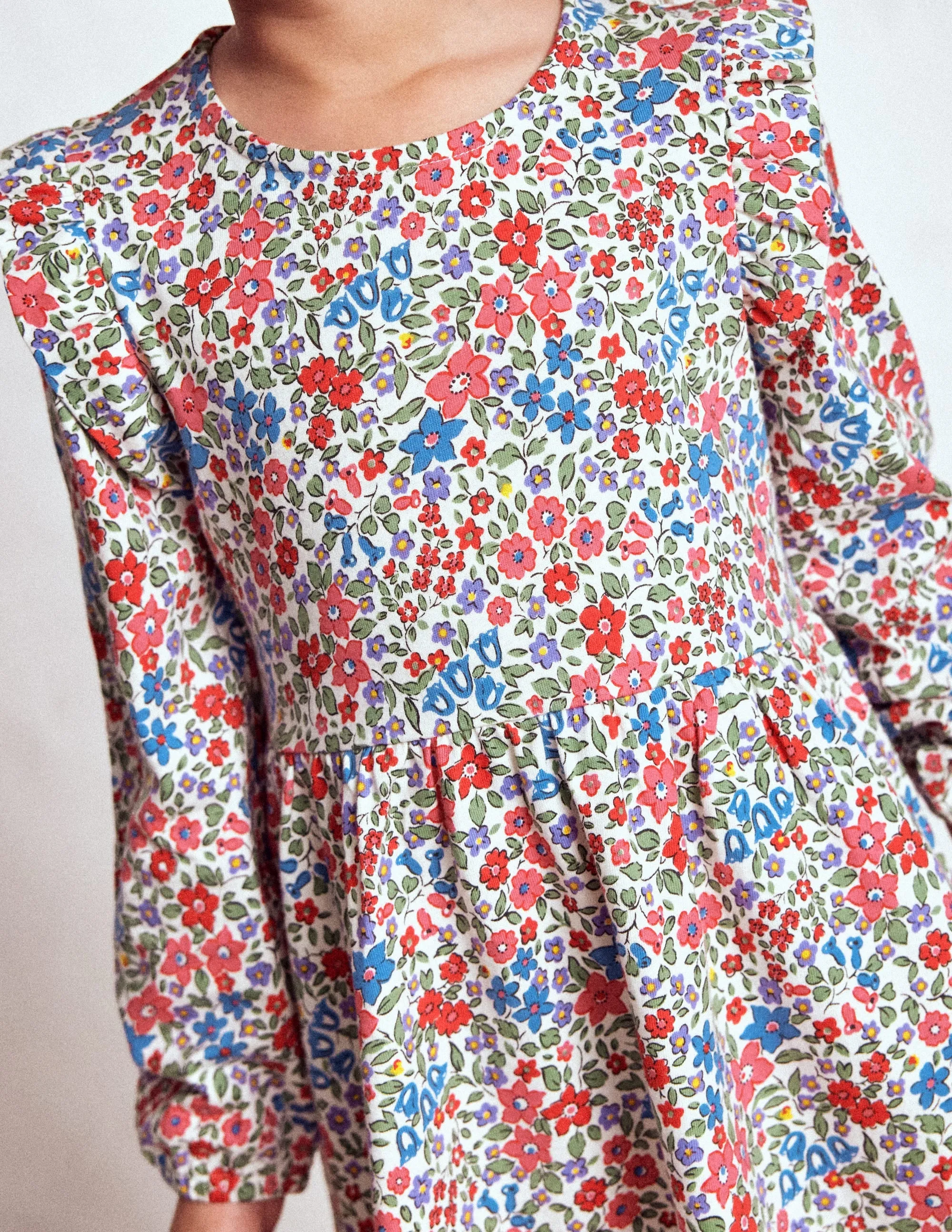 Relax Form Posie Long Sleeve Jersey Dress-Rose Pink Flowerbed
