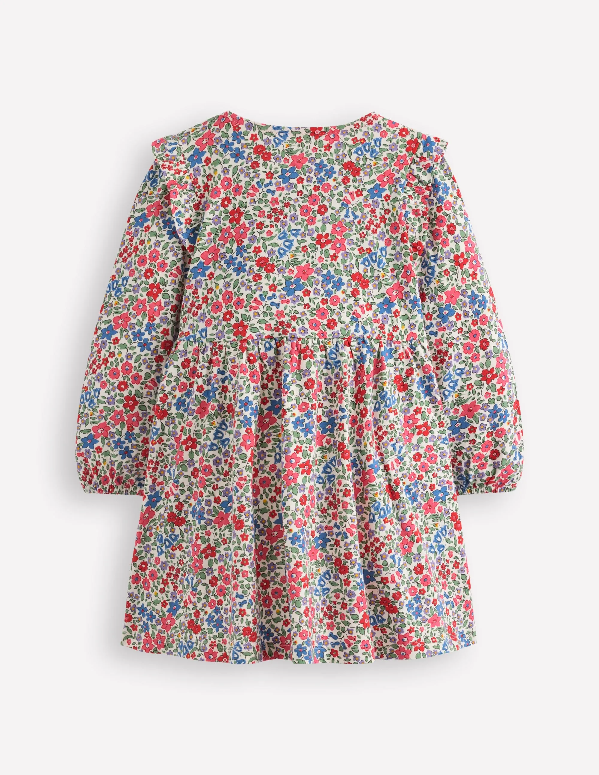Lightweight-Layer Easy and Effortless Posie Long Sleeve Jersey Dress-Rose Pink Flowerbed