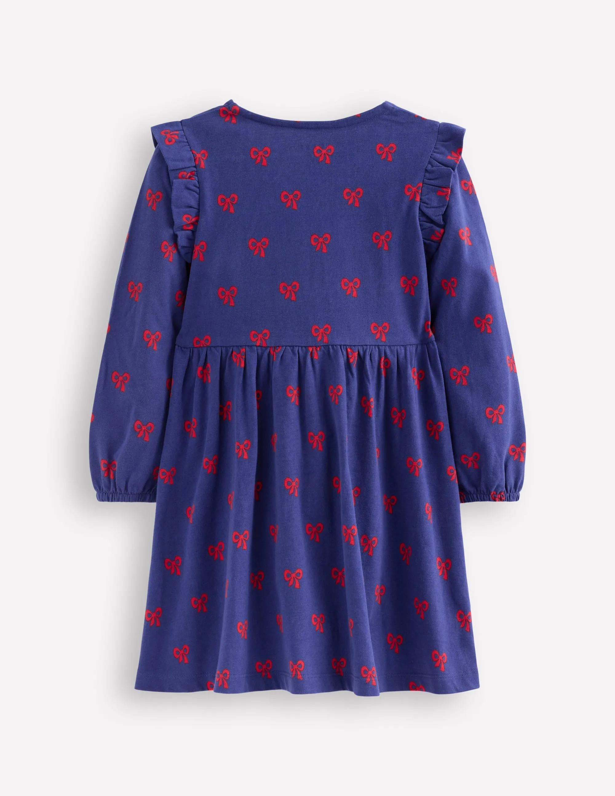 Luxe Look Perfect Layers Posie Long Sleeve Jersey Dress-Starboard Blue Tiny Bows