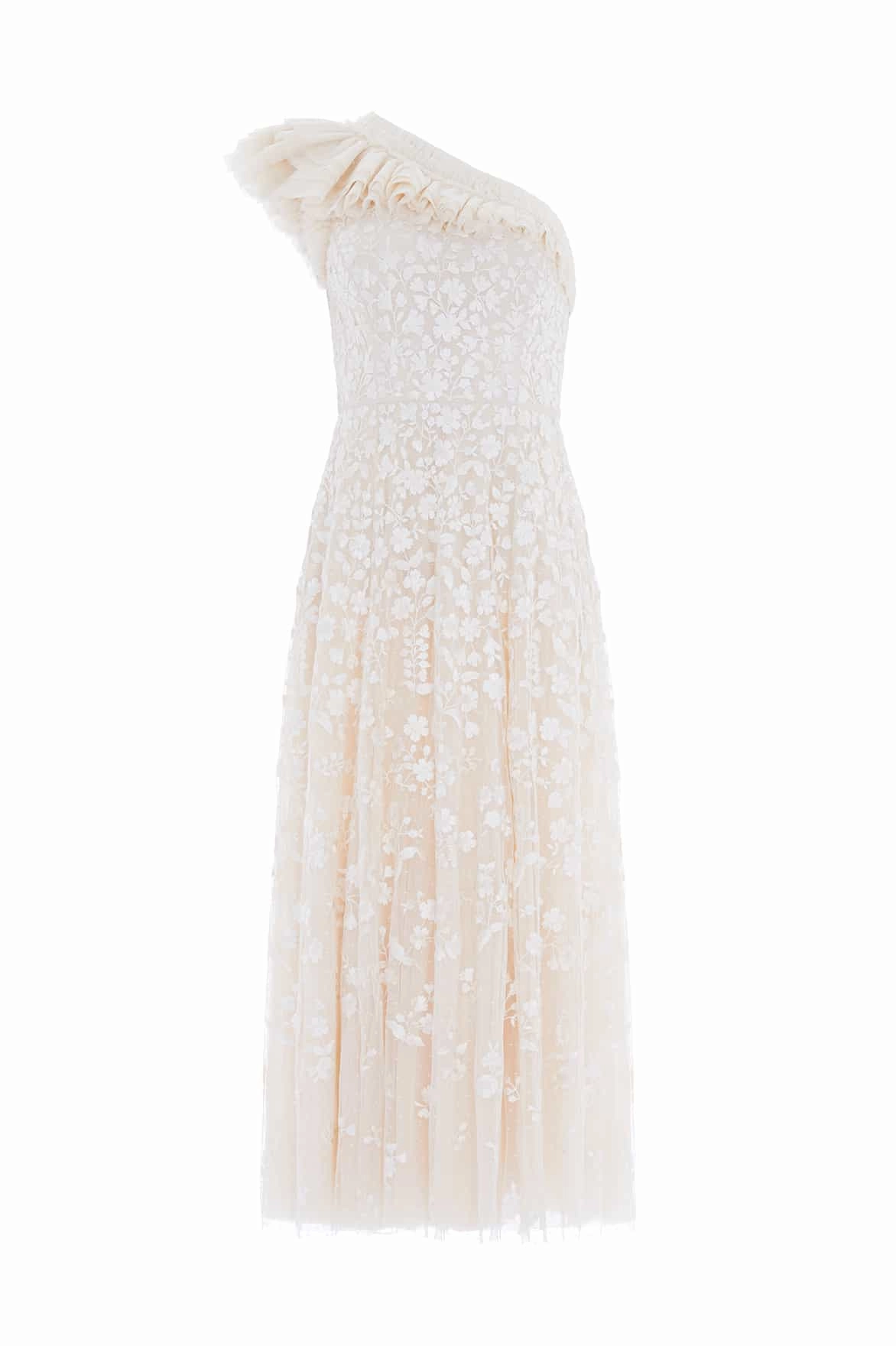 Peace View Elegant Layers Posy Pirouette One-Shoulder Ankle Gown