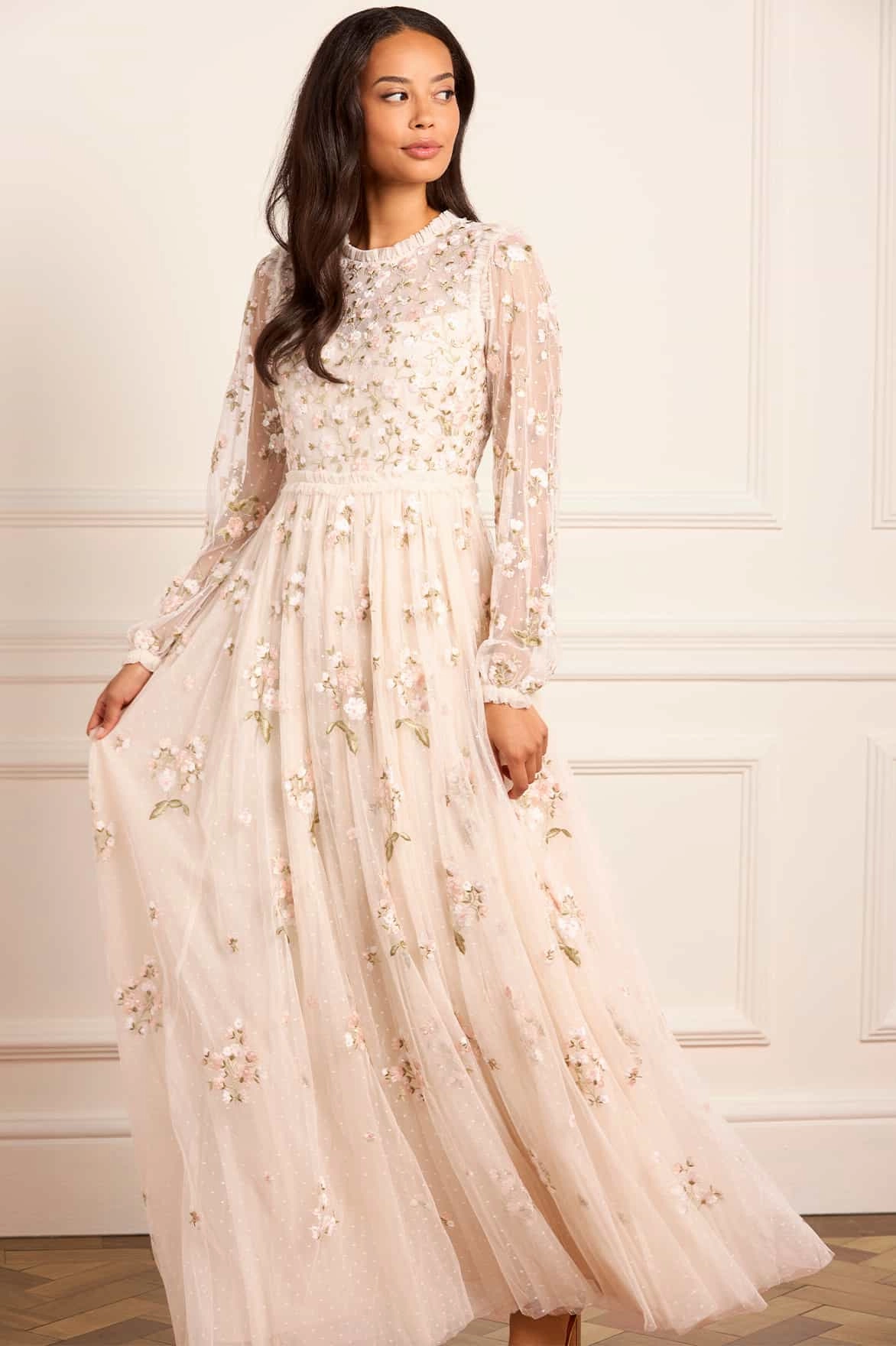 Posy Round Neck Gown Flap-Detail