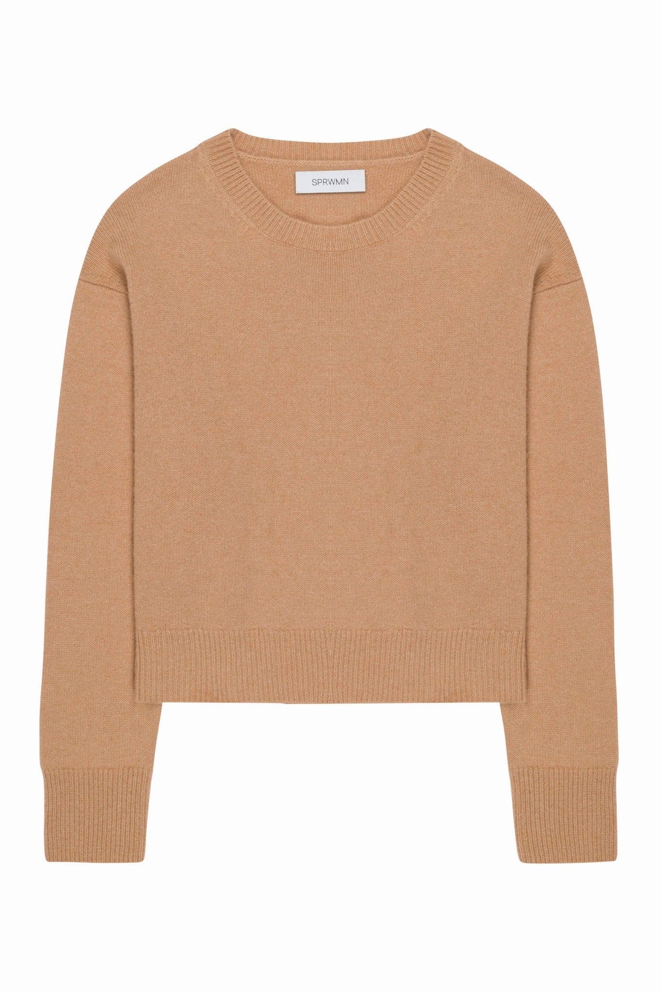 Reinforced Seam Technique Praline Cashmere Boxy Sweater