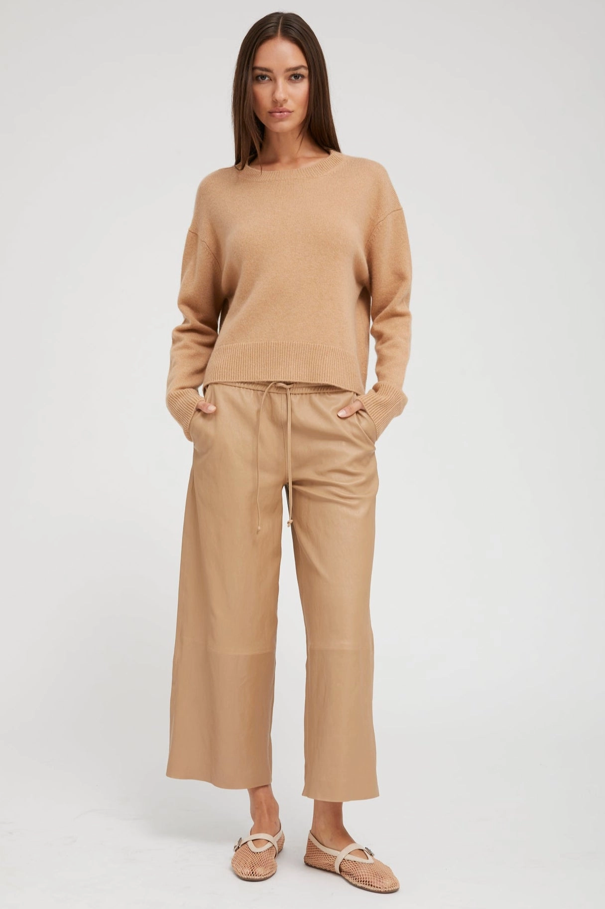 Stretch Fabric QuickDry Texture Praline Cashmere Boxy Sweater