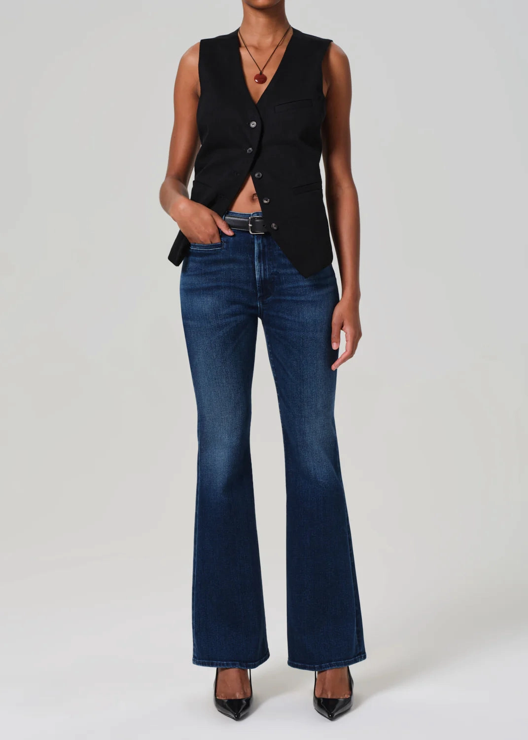 Neutral Casual Lilah Flare With Welt Pocket in Marvita