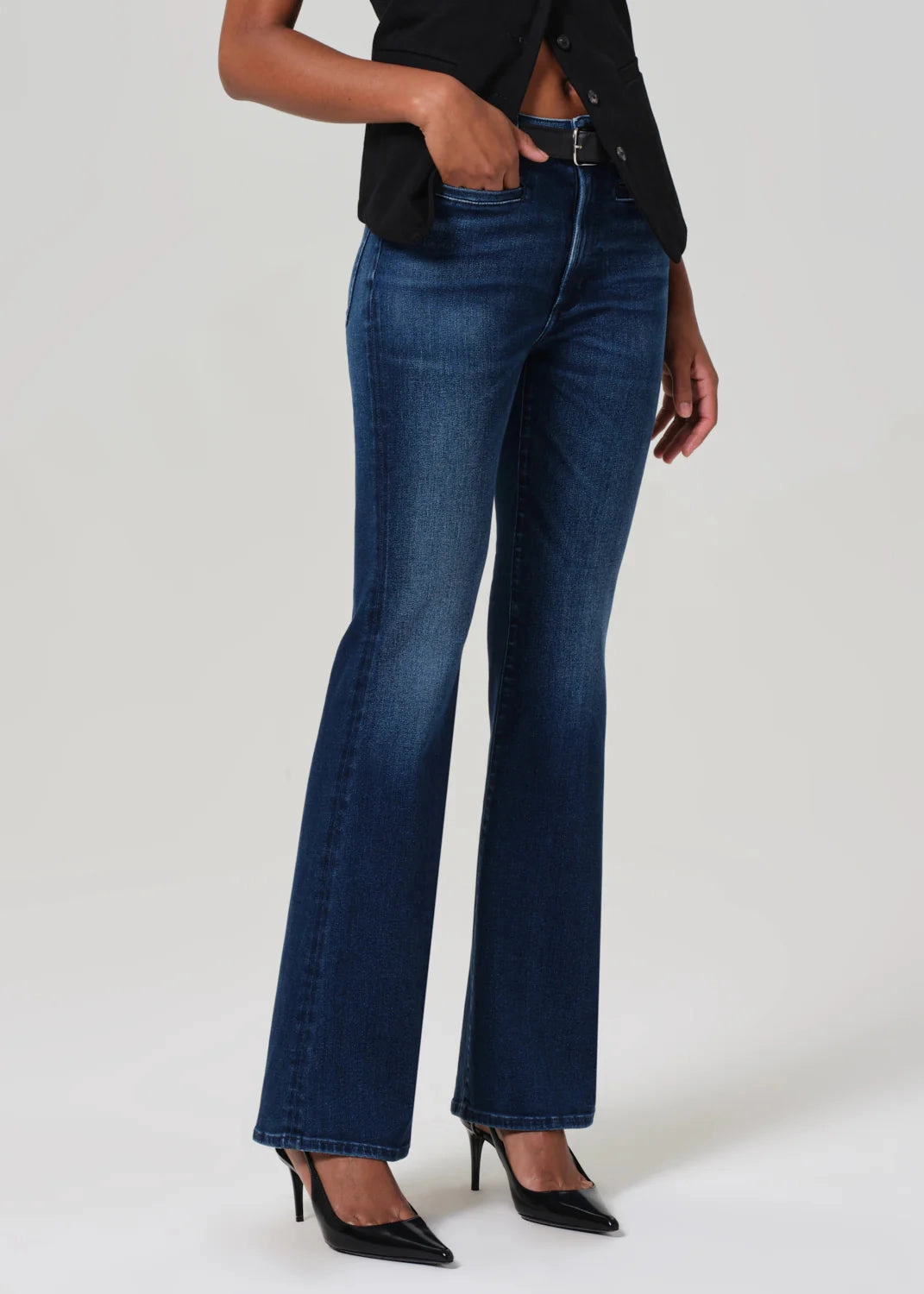 Lilah Flare With Welt Pocket in Marvita Adaptive Stretch Fabric Premium Cotton Blend