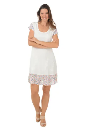 Silk Air Natural Floral Hem Cap Sleeve Dress