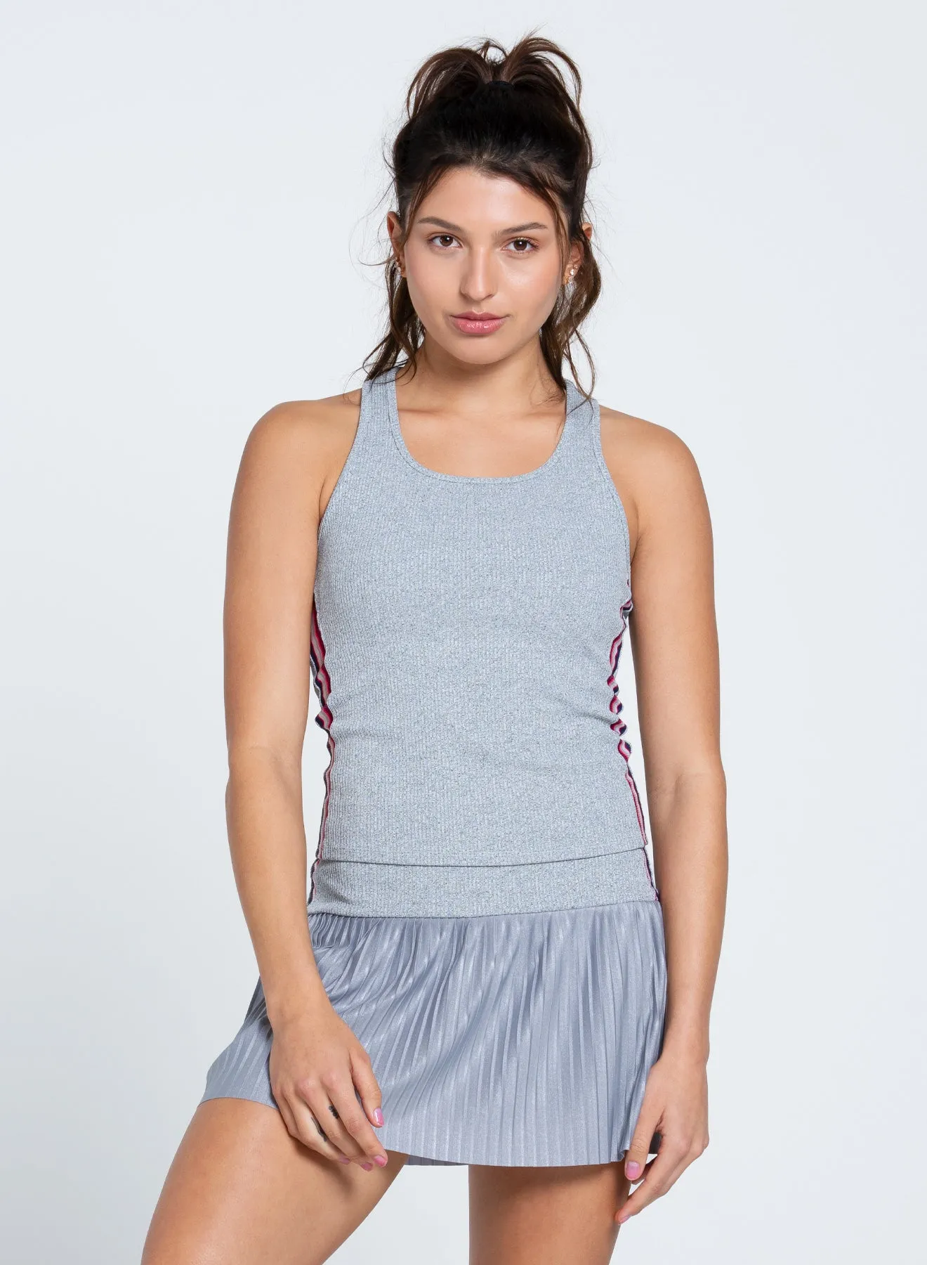 Anti Microbial Lining Berry Stripe Rib Tank