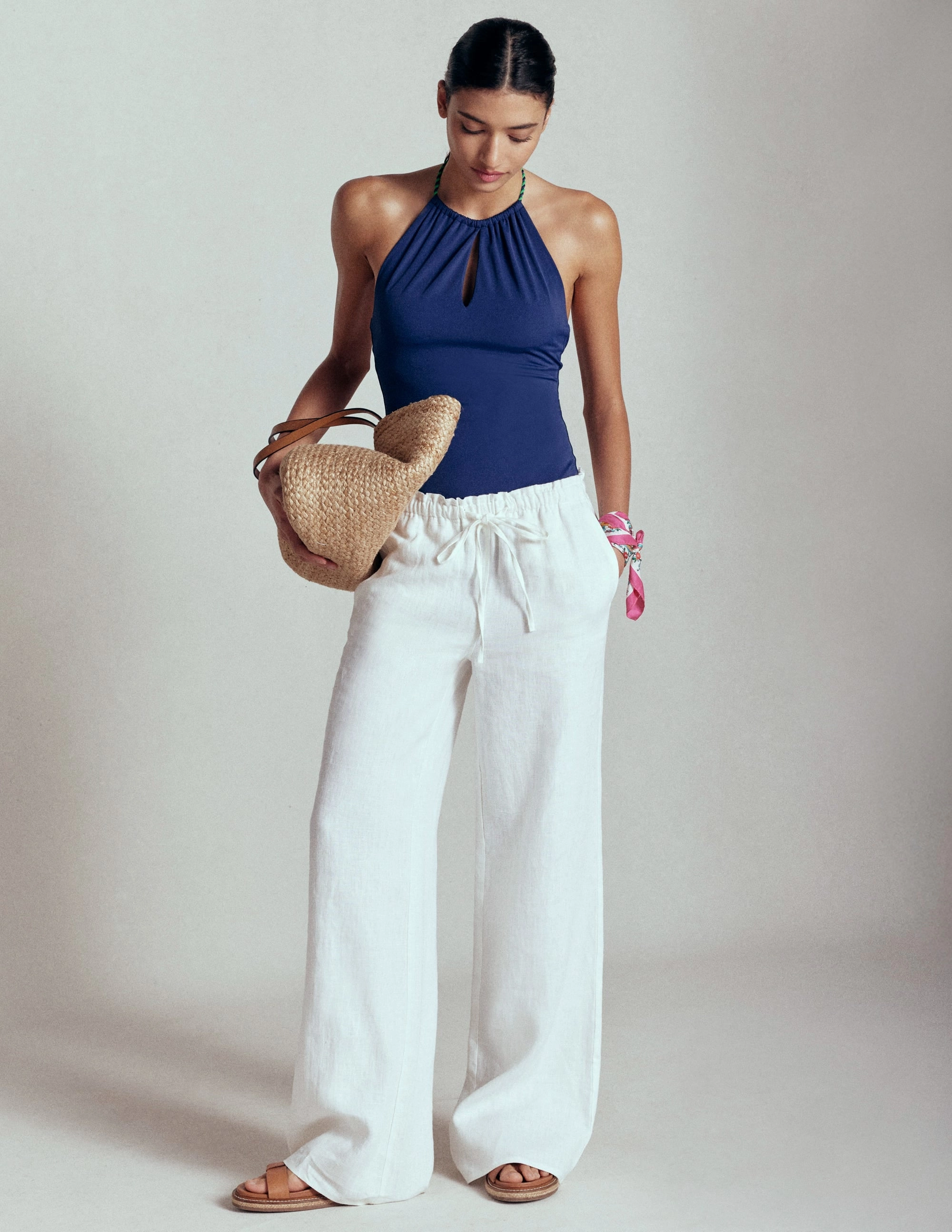 String High Neck Swimsuit-Navy Vegan Option Festival Ready