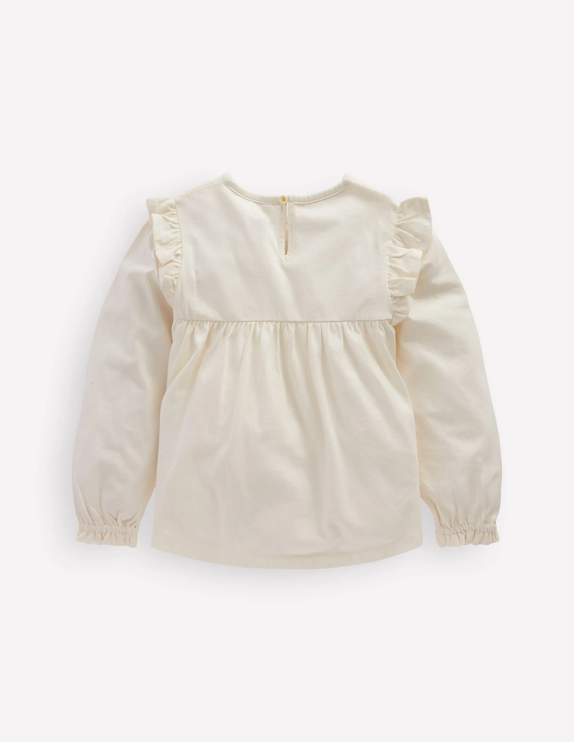 Embroidered Jersey Yoke Top-Soft Ivory Embroidery Organic Cotton Blend