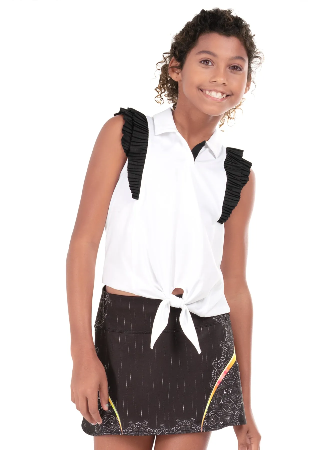 Grid Back Panel Preppy Tie Polo