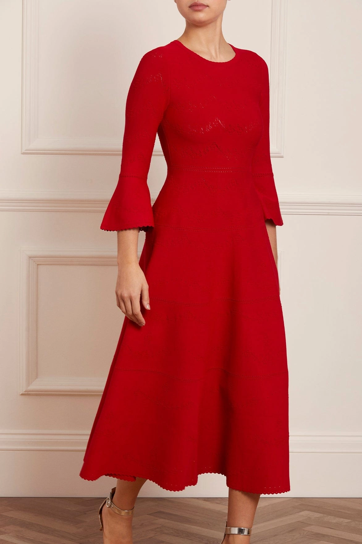 Pretty Pointelle Knit Ankle Gown Detachable-Detail