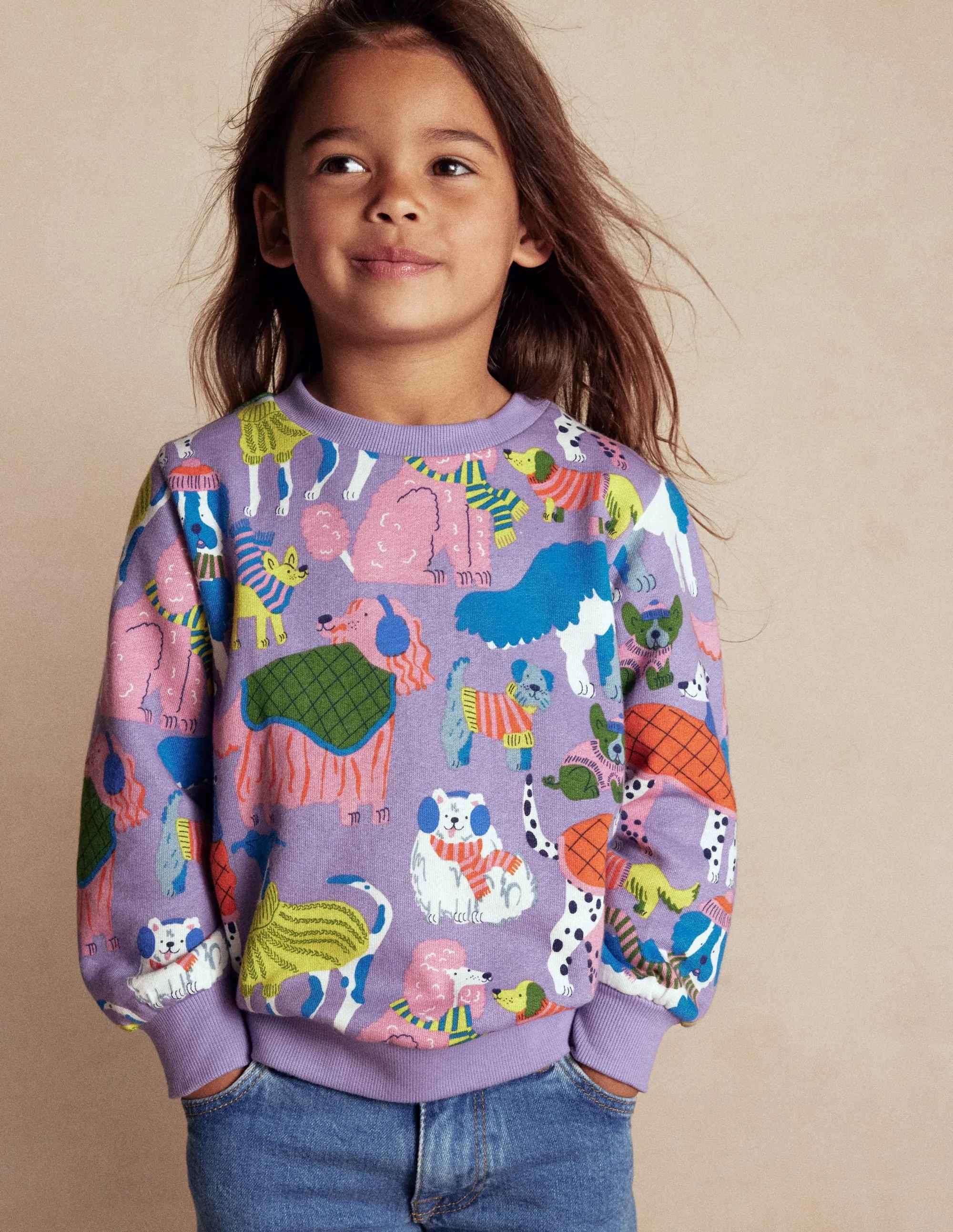 Printed Sweatshirt-Cosy Pups Comfy Comfort