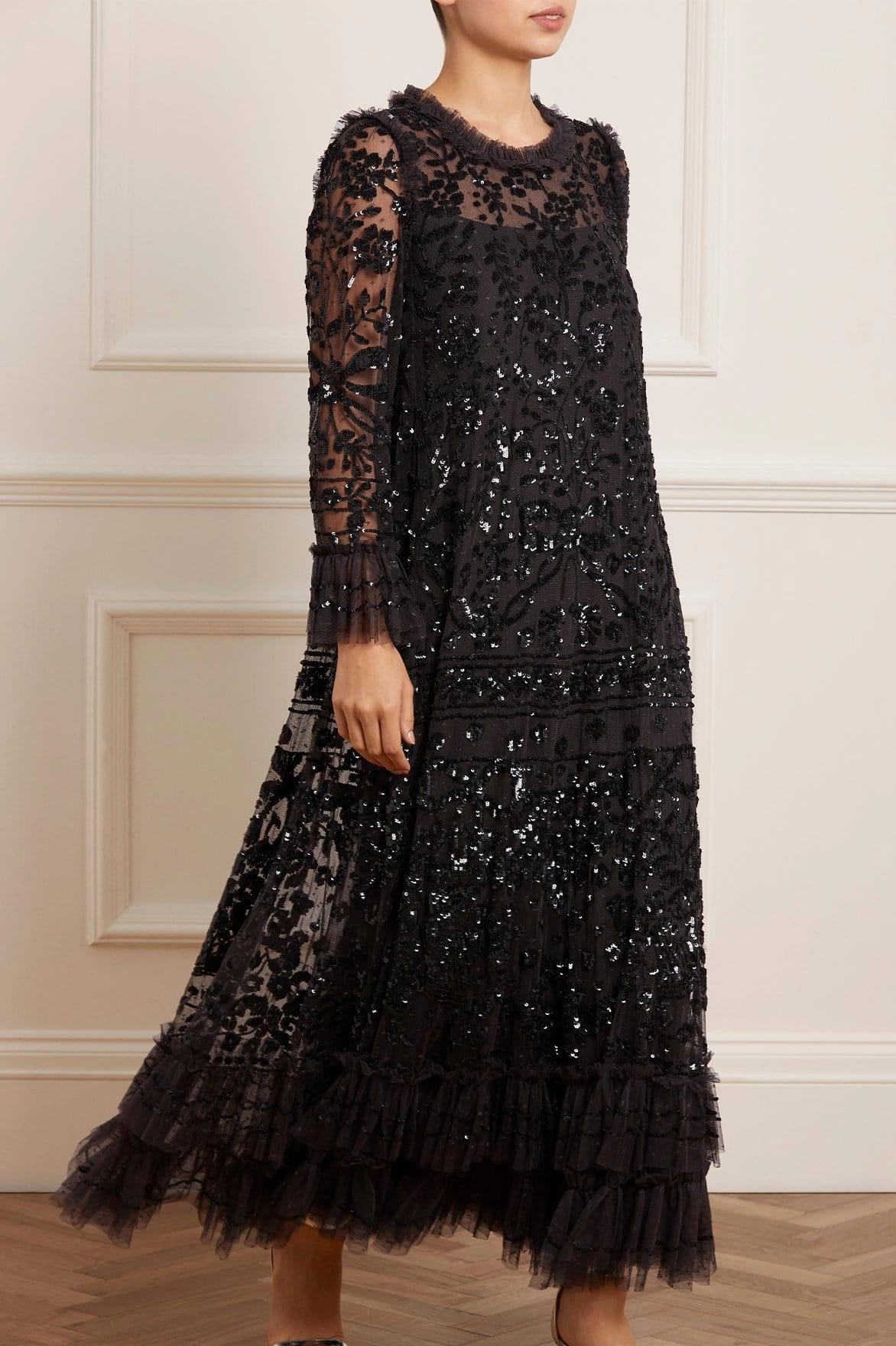 Sleek Style Subtle Edge Celia Long Sleeve Ankle Gown