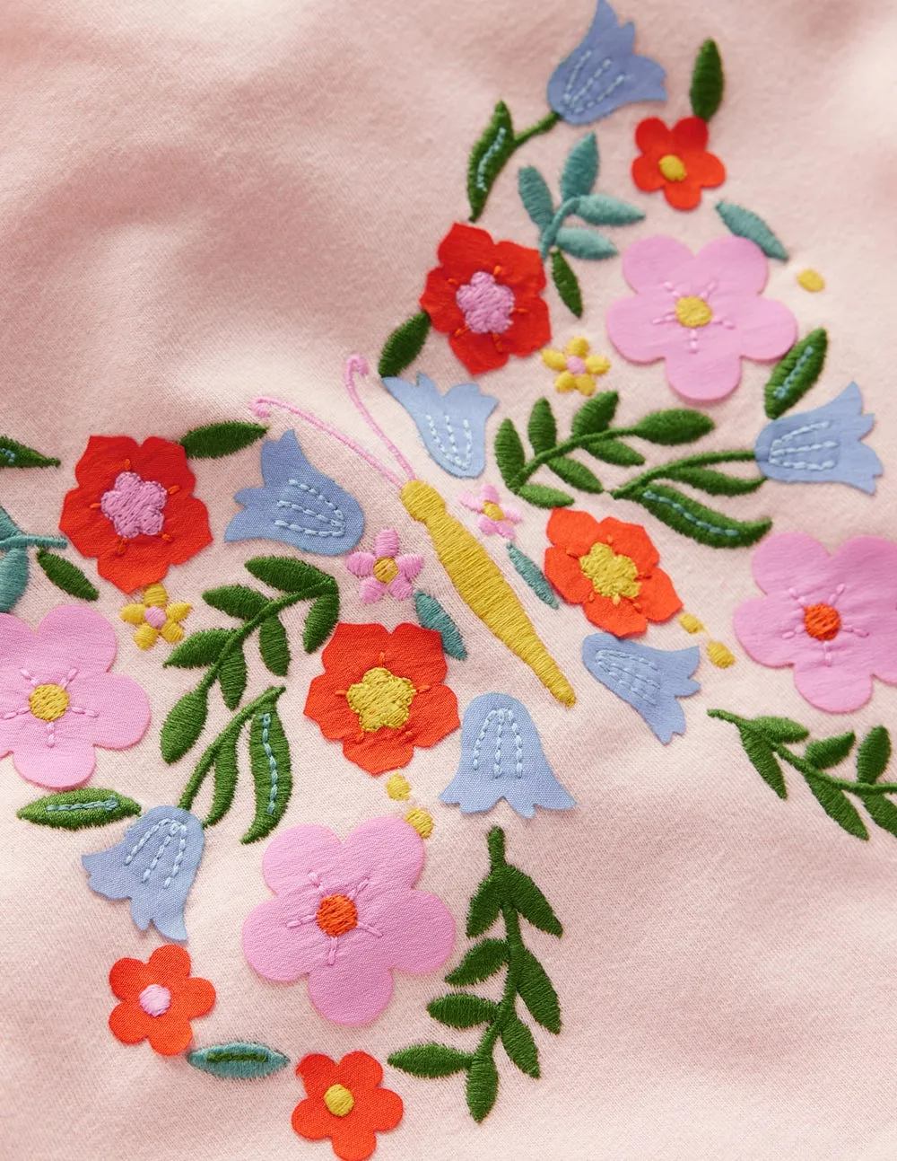 Sustainable Fashion Must-Have Puff Sleeve Applique T-Shirt-Chalk Pink Butterfly