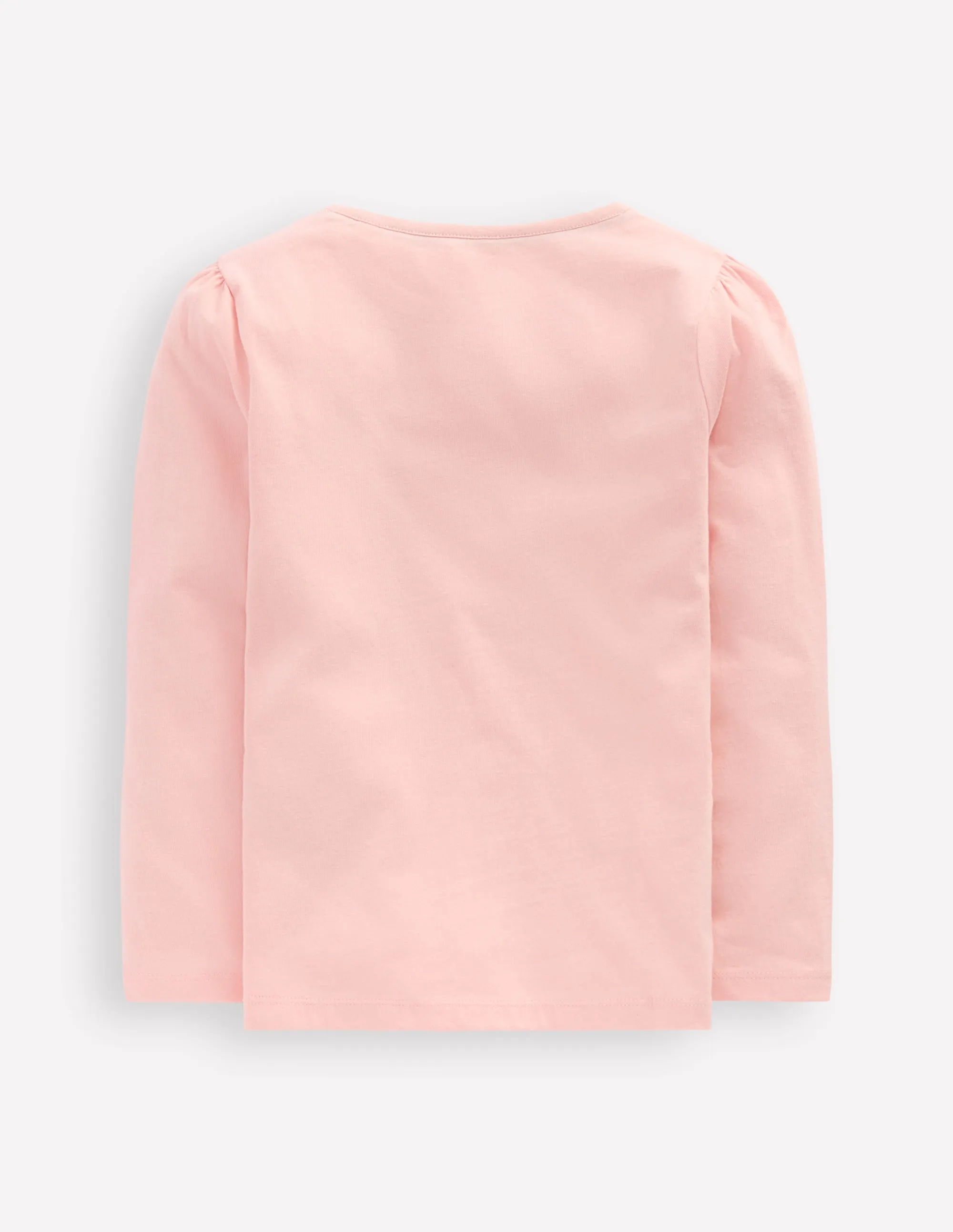 long sleeved Collared Puff Sleeve Applique T-Shirt-Chalk Pink Butterfly