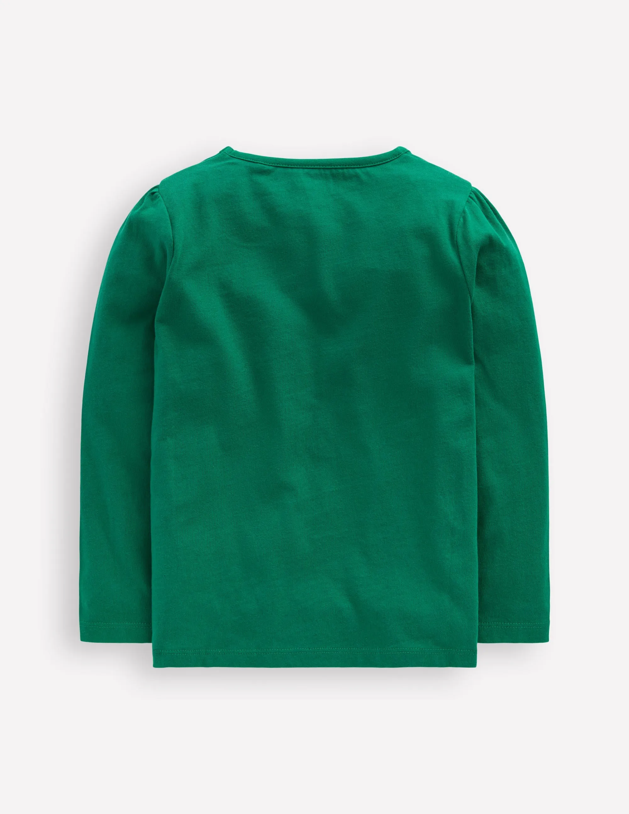 Puff Sleeve Applique T-Shirt-Green Owl Street Comfort Style Essential Layer