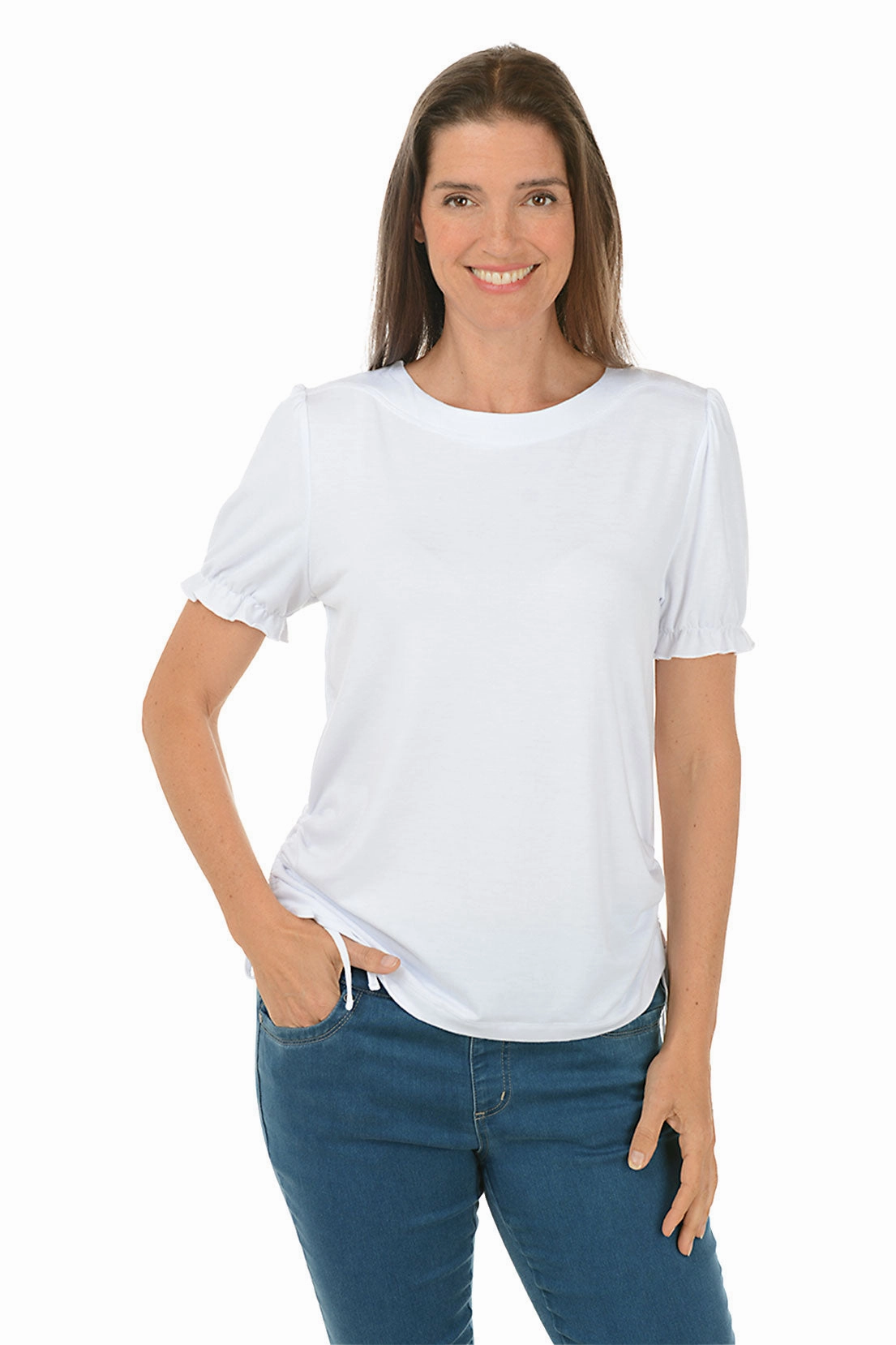 Puff Sleeve Side Shirred Tee Outdoor Wear