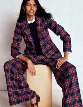 Stamford Wool-Blend Blazer-Navy, Green and Red Check Heat Sealed Edges