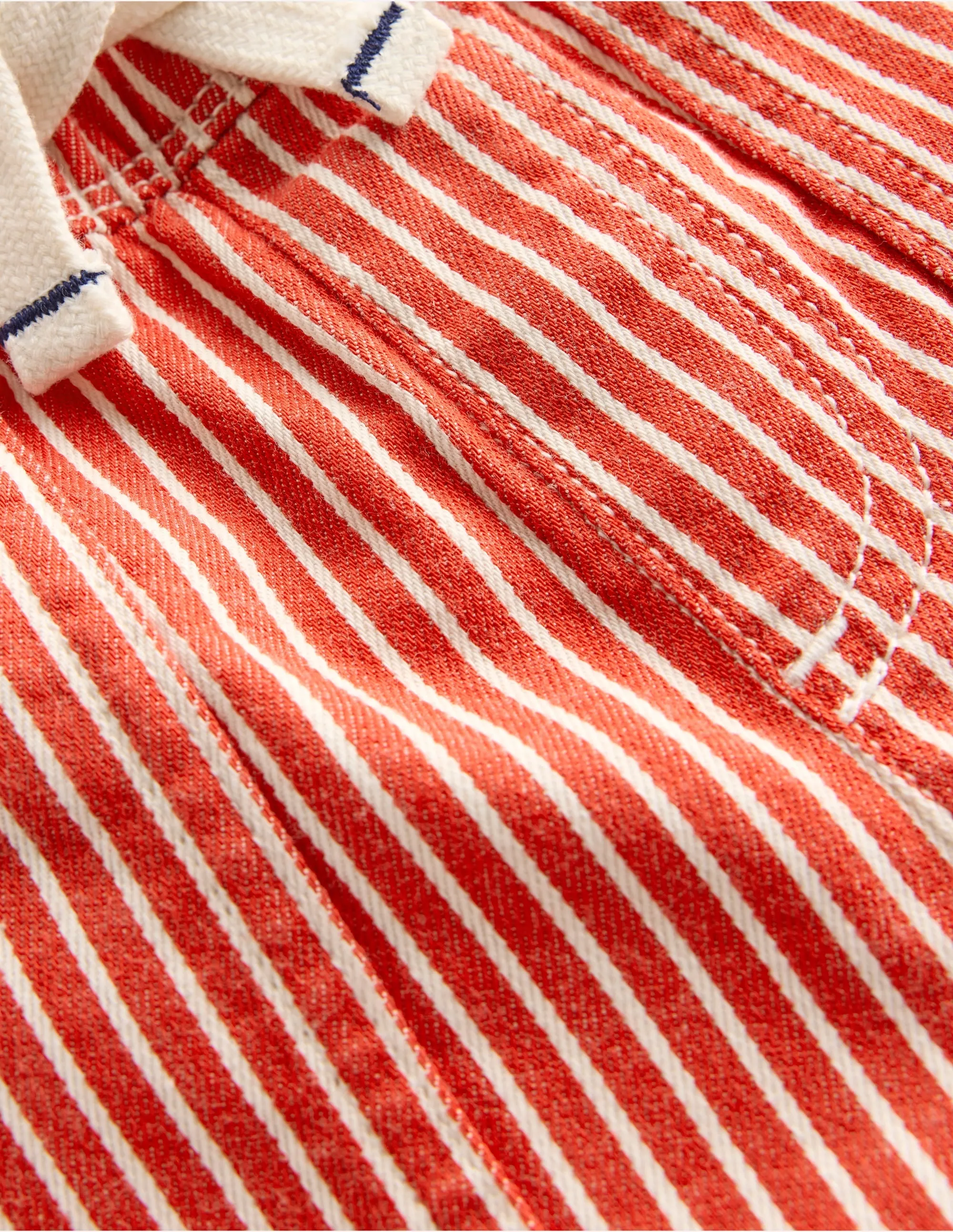 Pull-On Cotton Shorts-Red Ticking Urban Style Active Days