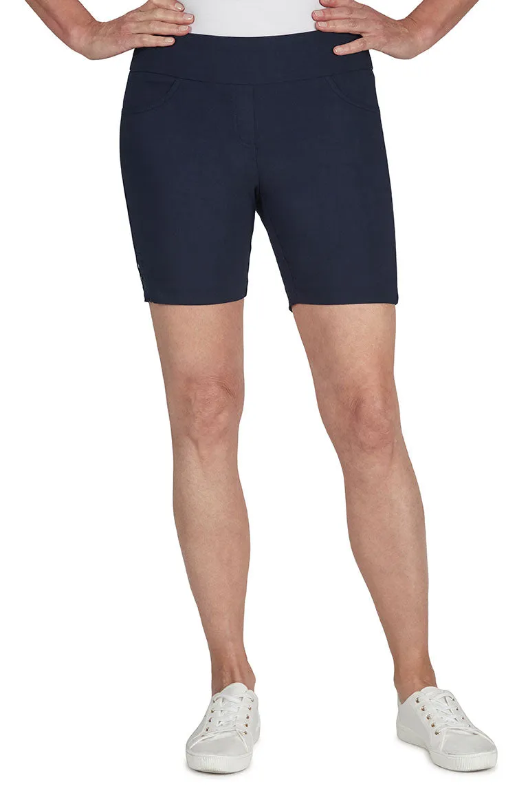 Stay Comfortable Pull-On Studded Lattice Hem Short