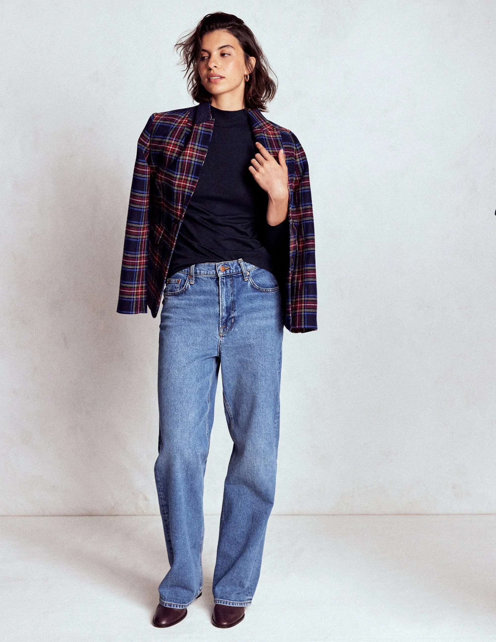 WrinkleResistantTextile Textured Weave Puff Shoulder Jersey Top-Navy