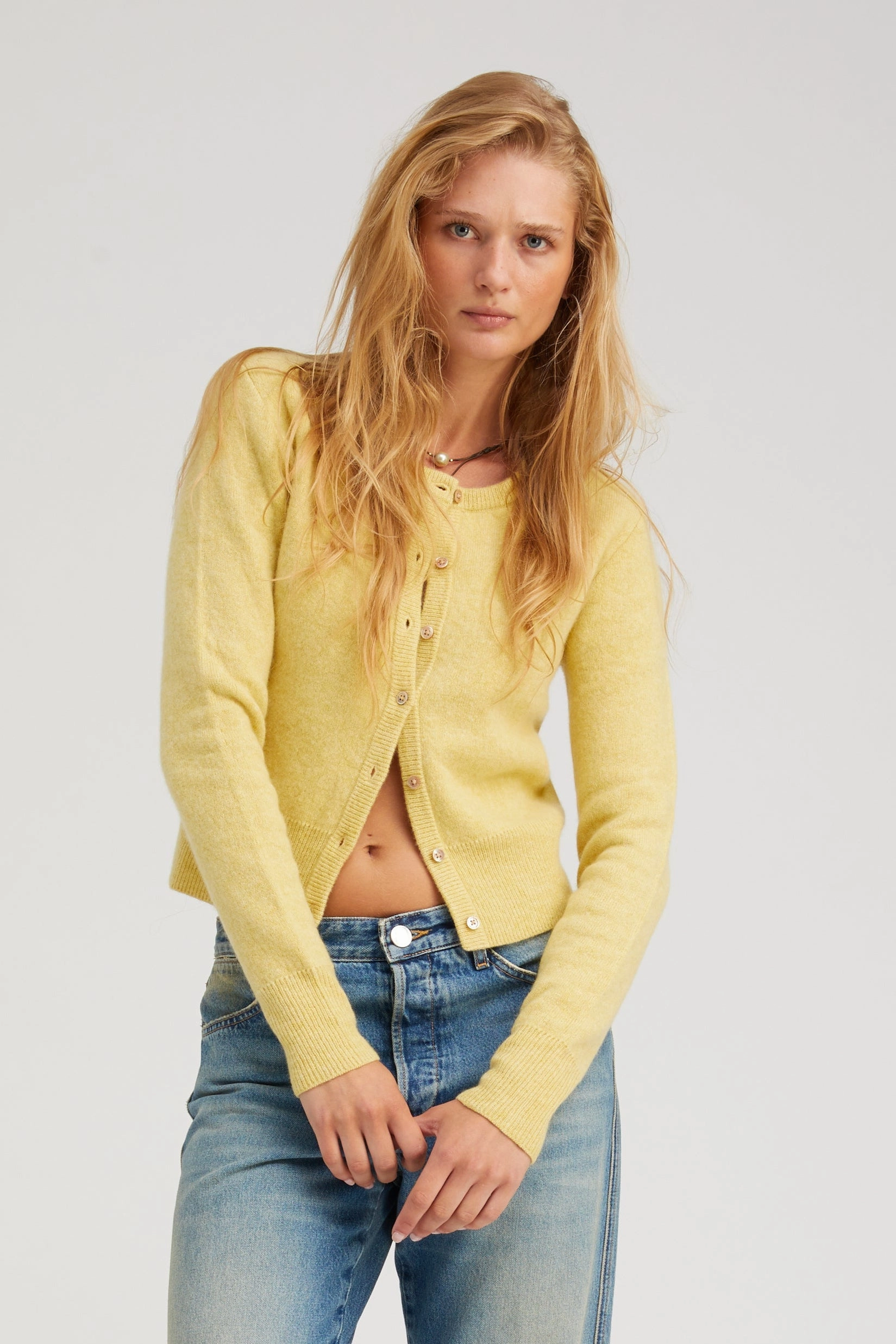 FoamReinforcedCollar Citrus Cashmere Baby Cardigan