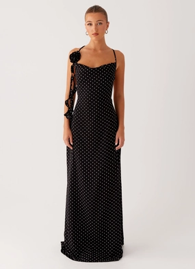 Purely Maxi Dress - Black Polka Dot