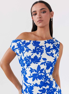 Pyper Off Shoulder Maxi Dress - Blue Floral