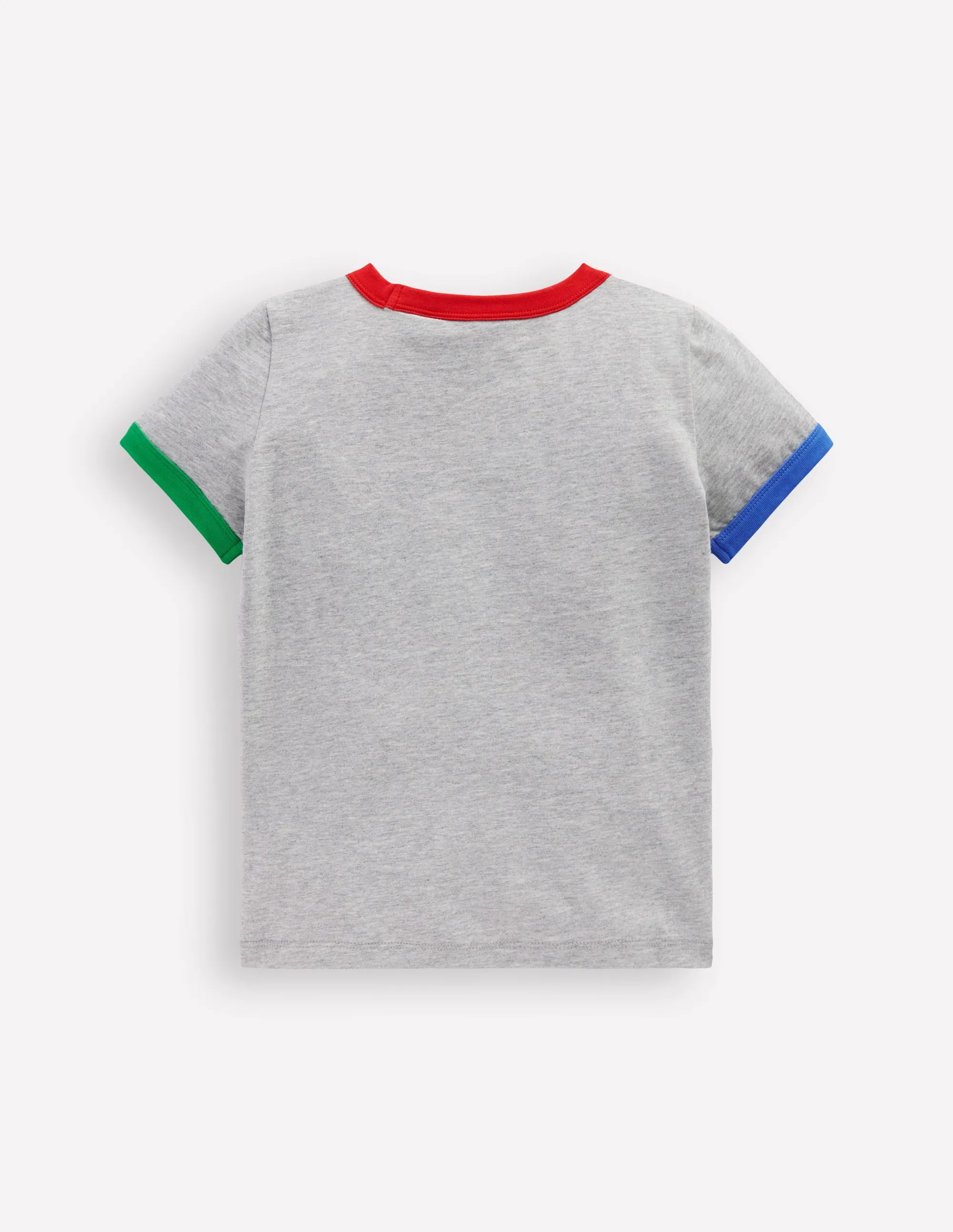 Ringer T-Shirt-Grey Marl Reinforced Shoulders