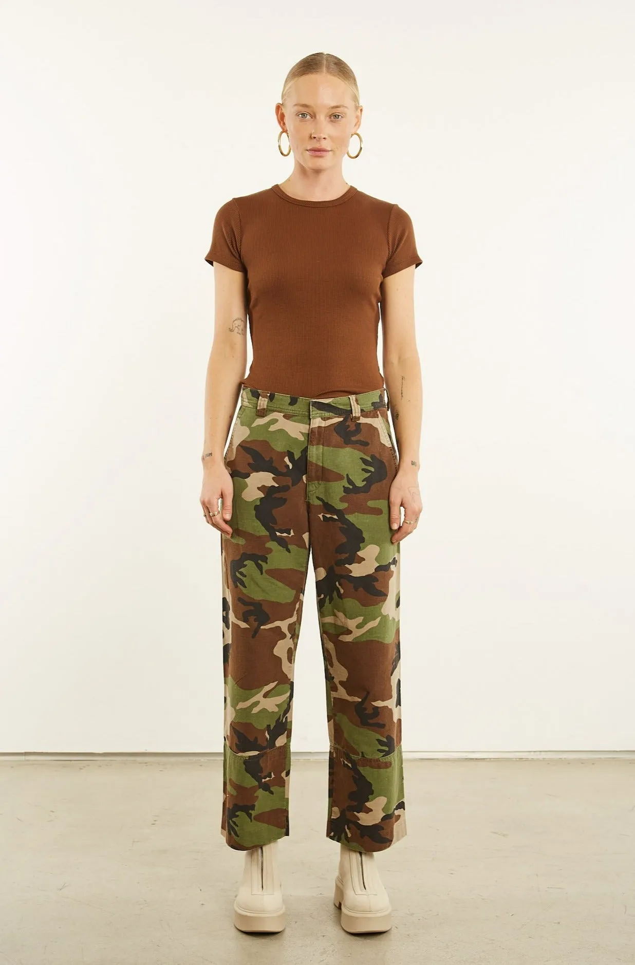 Cooling Fabric Cozy Look Camouflage Slash Pocket Trousers