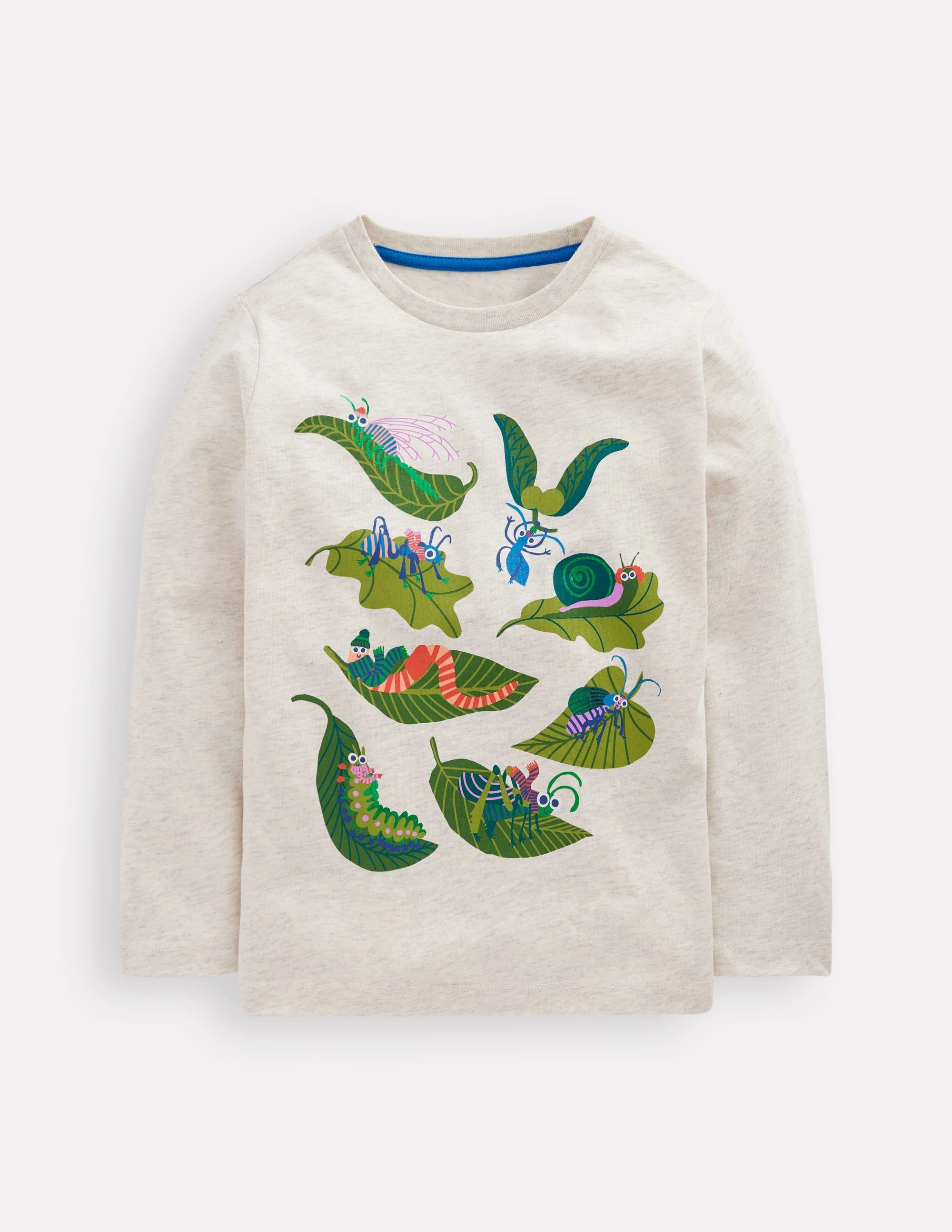 Long Sleeve Printed T-shirt-Oatmeal Bugs Breathable Design